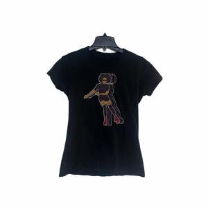 Retro Roller Skater Graphic Tee – Black (Approx. Size Small/Medium)